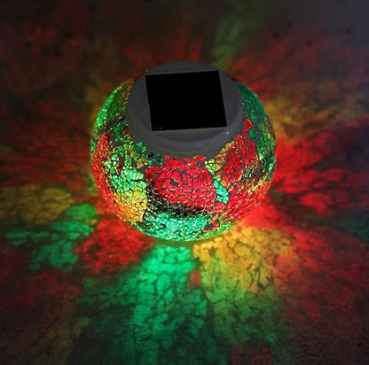 Color Changing Solar Powered Glass Mosaic Ball Led Garden Lights, Rechargeable Solar Table Lights, Outdoor Waterproof Solar Night Lights Table Lamps for Decorations, Ideal Gifts
