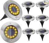 Solar Garden Lights Outdoor, 8 Packs Bright Solar Powered Ground Light with Updated 12 LEDs, Waterproof Disk Warm | Lumora