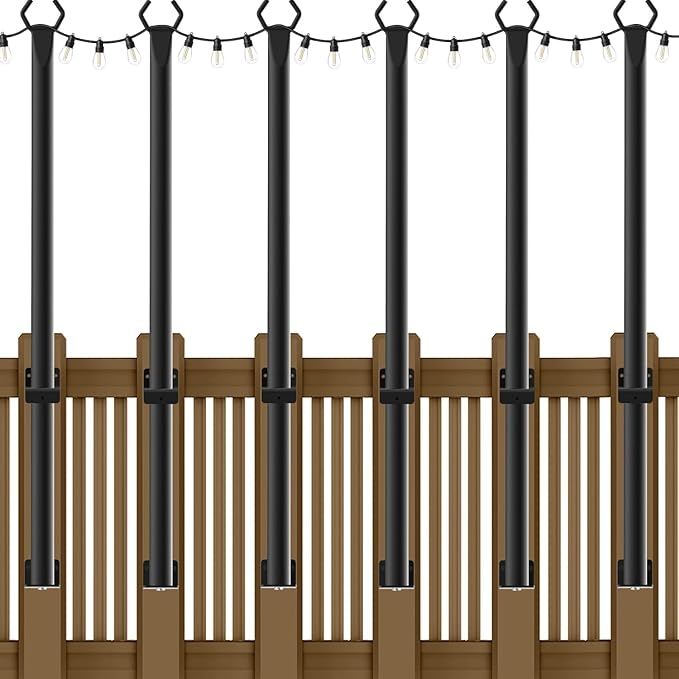 6 Pack String Light Poles,5Ft Metal Poles for Outdoor String Lights,Outdoor Light Poles with Post,Poles/Stand for | Lumora