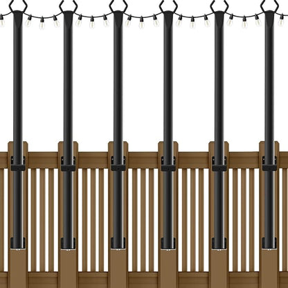 6 Pack String Light Poles,5Ft Metal Poles for Outdoor String Lights,Outdoor Light Poles with Post,Poles/Stand for Outside,Patio,Deck,Backyard,Garden Wedding,Party
