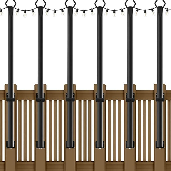 6 Pack String Light Poles,5Ft Metal Poles for Outdoor String Lights,Outdoor Light Poles with Post,Poles/Stand for | Lumora
