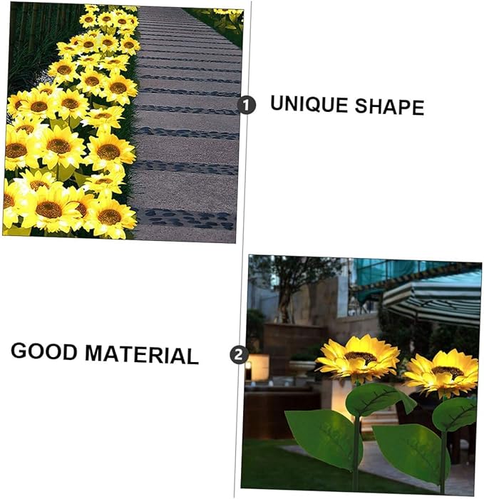 Solar Sunflower Stick Lamp 10 LED Outdoor Solar Garden Path Lights Lawn Yard Landscape Lighting Ground Plug Stake for Patio Decor Random Color
