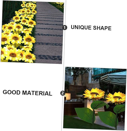 Solar Sunflower Stick Lamp 10 LED Outdoor Solar Garden Path Lights Lawn Yard Landscape Lighting Ground Plug Stake for Patio Decor Random Color