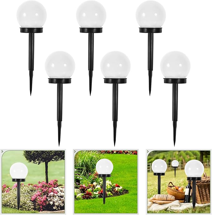 Zerodeko 6pcs Solar Lawn Lights Waterproof Ground Plug Courtyard Garden Solar Lamps Outdoor Warm Light Landscape Path Lighting