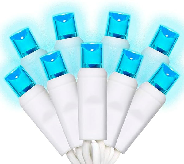 100 Counts LED Christmas Lights Outdoor - 50FT Aqua LED Christmas Lights Commercial Grade Outdoor Waterproof, White | Lumora