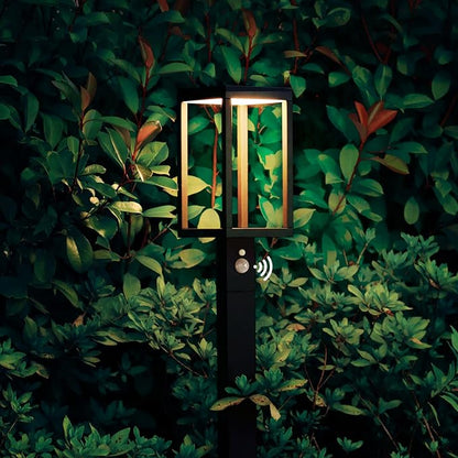 Solar Landscape Path Lights 24in Outdoor Waterproof Modern Driveway Lights,LED Motion Sensor Garden Lamp Bollard Light 3000K 600LM for Walkway Yard Patio Lawn,Black