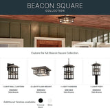 Kichler Beacon Square 1-Light Outdoor Wall Light in Olde Bronze, Clear Hammered Glass Shade, (6.5" W x 12" H x 7.5" | Lumora