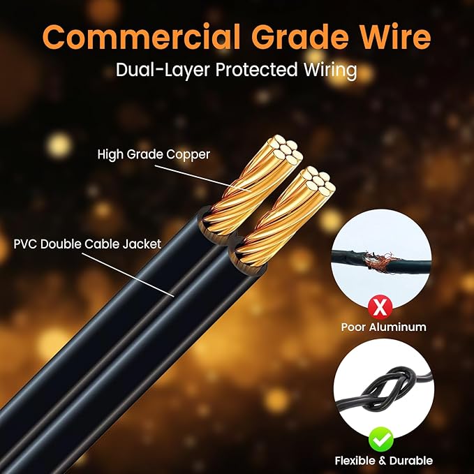 48ft Outdoor String Lights with Remote & Dimmer,24+2 Commercial Grade IP65 Waterproof Bulbs, 2700K Warm White,3 Lighting Modes & Timer,Includes 30 Cable Ties for Patio,Garden, Party