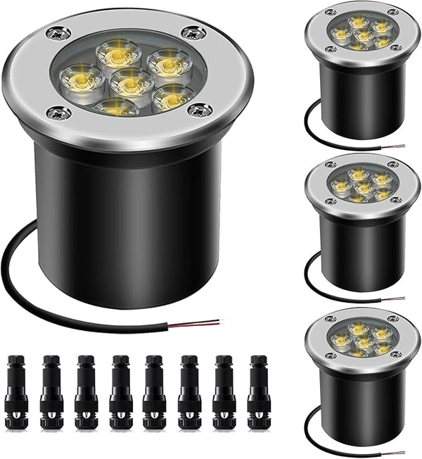 Low Voltage Landscape Light Outdoor In-Ground Well Lights with Connectors 6W 12V-24V IP67 Waterproof LED Landscape | Lumora