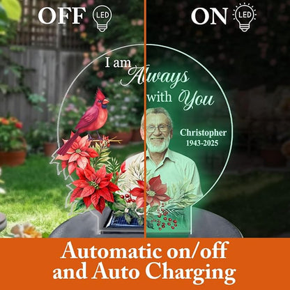 Personalized Memorial Solar Lights - Outdoor Light Garden Decor - Cardinals Appear When Angels are Near - Grave Decorations for Cemetery Memorial Gifts Loss of Mother, Sympathy Gift