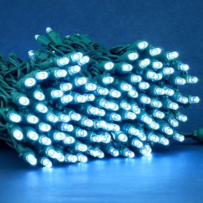 Cool White Wide Angle Christmas Lights, Pack of 2 Sets 25 Ft 100 LED Green Wire 5mm UL Certified Commercial Grade Holiday String Light