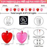 8.5Ft Red & Pink Heart String Lights, Valentine's Day Decorations Light with 10 LED Red - Decorative Outdoor Light | Lumora