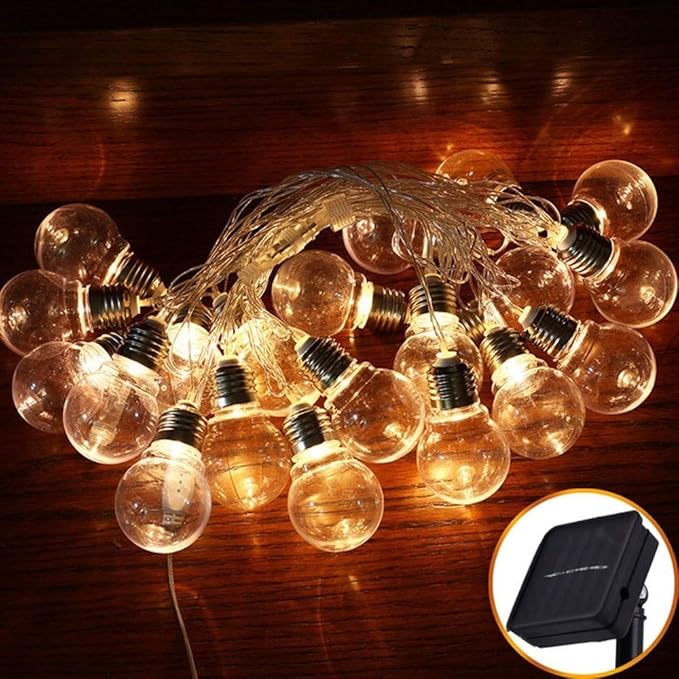 String Lights, LED Outdoor Indoor Solar Screw Cap Bulb Light Edison Outdoor Lighted Holiday Displays Patio Light Christmas Garden Decoration Lights Star Lights Rope Lights