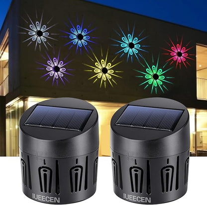 Solar Fence Lights Outdoor Decorative, Solar Deck Lights,Outside Garden Waterproof Steps Shadow Decoration Light,for Wall Patio Stair Yard Pathway Courtyard 7Colors Change 2Pack