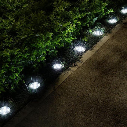Solar Lights Garden Solar Ground Lights Solar Powered with 8 LED Solar Disk Lights for Pathway Yard Walkway Patio Lawn Path 12PCS