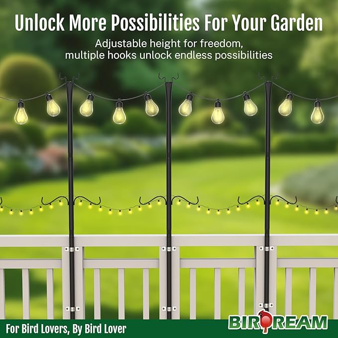 Birdream 4 Pack 10FT String Light Poles for Outside with Shepherd's Hook, Metal Pole - Outdoor Lighting Accessory | Lumora