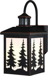 VAXCEL Yosemite Bronze Motion Sensor Dusk to Dawn Rustic Outdoor Wall Light White Glass | Lumora