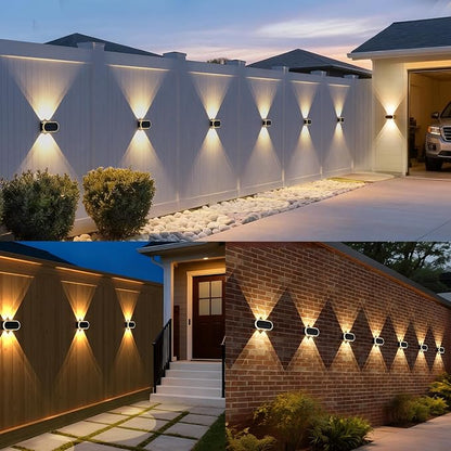 Solar Fence Lights Outdoor: Dual Focused LED Up Down Wall Lighting - IP65 Waterproof - 3000K/4000K/6000K 3 Modes 10-12H Lasting - Easy to Install for Porch Backyard 4 Pack