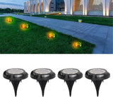 Solar Ground Lights 4 Sets 5W Colorful Gradient Side Glowing Waterproof IP65 Outdoor Garden Lamps - Automatic | Lumora