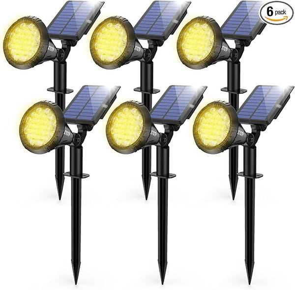Solar Spot Lights - 21 LED Brightness, IP67 Waterproof, 2-in-1 Adjustable Solar Power Outdoor Lights for Fence | Lumora