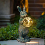 Solar Rabbit Statue with LED Lights, Outdoor Garden Decor, Bunny Figurine for Patio Yard, Lawn Ornament, Easter & | Lumora