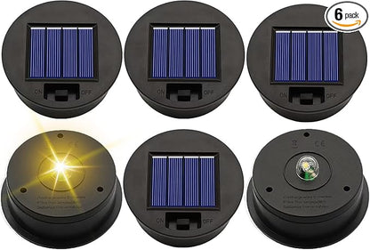 ZNYCYE Solar Light Replacement Top Parts 6 Pack(Top Size 3.31 inch,Bottom Size 2.83 inch)，7 Lumens Lantern Lids Waterproof Replacement Solar Light Tops, Lantern Replacement Parts for Outdoor Garden