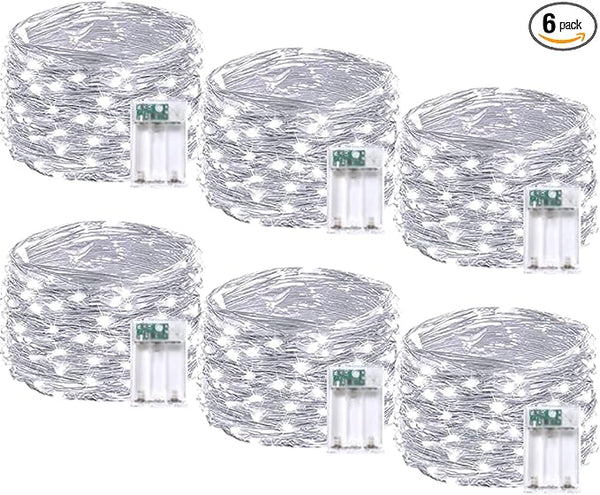 6 Pack Christmas Fairy Lights Battery Operated with Timer, Each 20FT 60LED String Lights Outdoor Indoor, Cuttable | Lumora