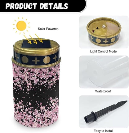 Cherry Blossom Print Solar Light Garden Decorative Solar Light Outdoor for Men Women Waterproof Solar Light Landscape Path Light Night Light