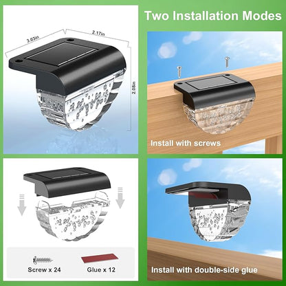 12 Pack Solar Deck Lights Outdoor, Solar Step Lights Waterproof for Outside, Yard, Patio, Garden, Pool, Railing, Stairs, Fence (Warm White)