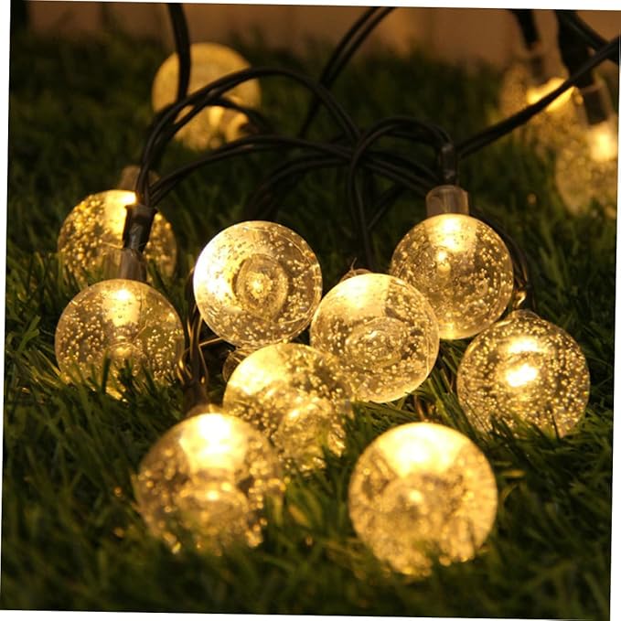 Homoyoyo Solar String Lights Outdoor 5m Warm LED Bubble Globe Decor Lamp Solar Powered Patio Garden Yard Lighting with 20 Large Bulbs for Outdoor Decoration