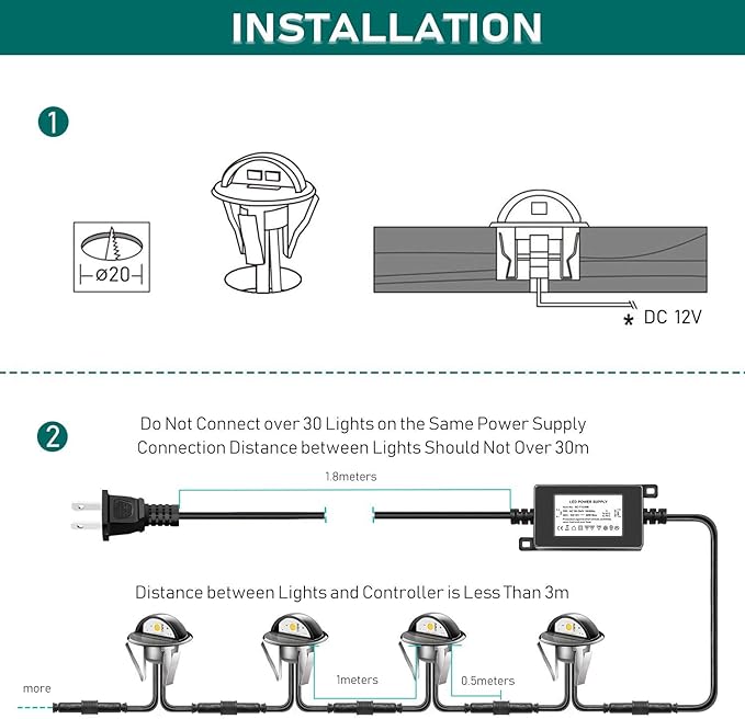 30PCS Low Voltage LED Deck Lighting Kit,0.2W-0.4W Low Voltage Multi-Color RGB Stainless Steel Waterproof Outdoor | Lumora