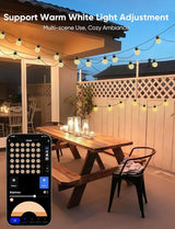 APPECK Outdoor String Lights 100FT, RGBW Smart Patio Lights with 111 Scene Modes, Christmas String Lights with 50 | Lumora