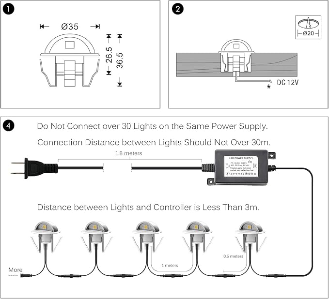 LED Outdoor Deck Lights Kit, 12V Low Voltage 10 Pack IP65 Waterproof Small In-Ground Recessed Step Deck Lighting with Transformer Pathway Outdoor Landscape Decoration Lamps(Warm White, Silver)