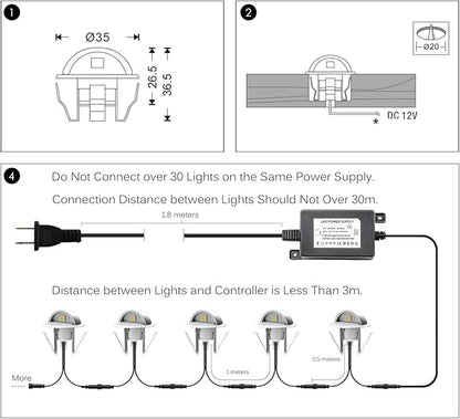 LED Outdoor Deck Lights Kit, 12V Low Voltage 10 Pack IP65 Waterproof Small In-Ground Recessed Step Deck Lighting with Transformer Pathway Outdoor Landscape Decoration Lamps(Warm White, Silver)