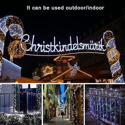 weillsnow White Christmas Fairy Lights Plug in, 200 LED 66FT Waterproof Christmas String Lights, 8 Modes with Memory for Outdoor Indoor Wedding Garden Christmas Decorations (66FT, White)