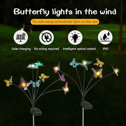 Solar Butterfly Lights Outdoor,2 Pack 8 LED Solar Firefly Lights Waterproof Color Changing Solar Outdoor Lights Butterflies Solar Swaying Lights,Butterfly Decor for Yard Patio Pathway Lawn