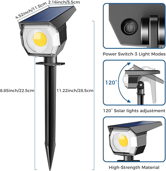 6 Pack Solar Spot Lights Outdoor, Solar Spotlights Outdoor Waterproof 2-in-1 Auto On/Off Landscape Lighting for | Lumora