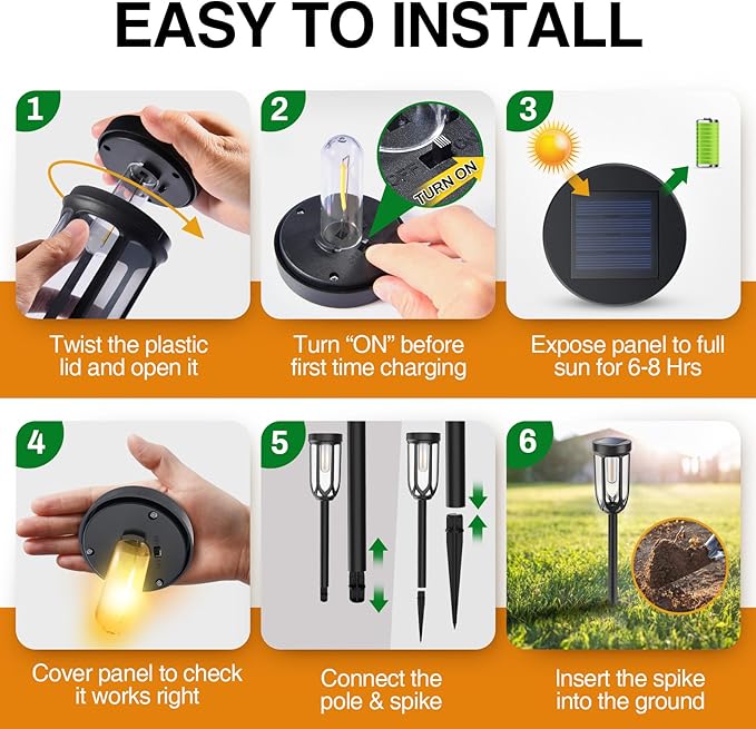Solar Lights Outdoor 8 Pack, Solar Pathway Lights, Solar Lights Outdoor Waterproof IP65, Bright Auto On/Off Garden Lights, Solar Landscape Lights for Driveway Walkway Lawn Yard (Warm White)