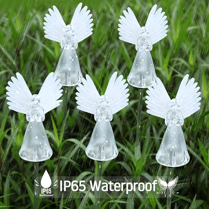 Qualife Solar Angel Lights Outdoor, Garden Gifts for Housewarming Mom Women,Solar Powered Decorative Lights for | Lumora