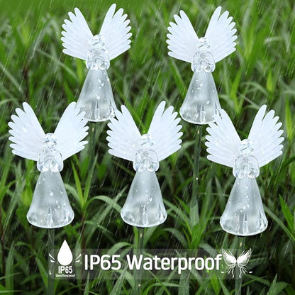 Qualife Solar Angel Lights Outdoor, Garden Gifts for Housewarming Mom Women,Solar Powered Decorative Lights for Garden Yard Patio, Cemetery Grave Decoration, 2 Pack.