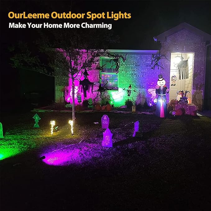 OurLeeme Lawn Flood Light Stake, 2-in-1 Waterproof Outdoor Remote Control Landscape Lighting Spotlight Wall Light | Lumora