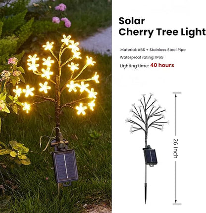 WXZQHF Solar Garden Lights Outdoor, 20 LED Cherry Blossom Lights with Adjustable Stems, Multi-Color Solar Flower for Yard, Lawn, Patio & Pathway (IP65 Waterproof) (Multicolor Cherry - 2 Pack)