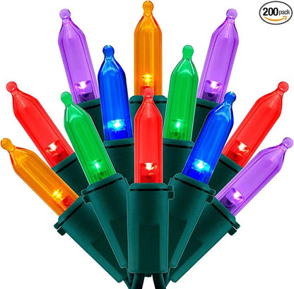 200 Count Multicolor LED Christmas Lights, 66 ft Green Wire UL Certified Commercial Grade Holiday String Light Set (Multicolor)