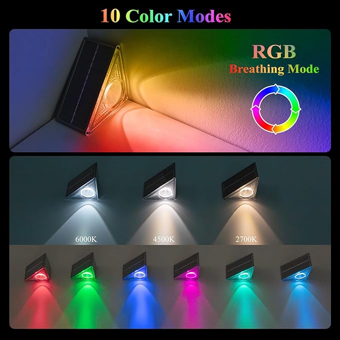 Ellasay Stair Lights Outdoor 16 Pack,10 Color Modes Solar Step Lights for Outside, Waterproof IP65 Solar Lights for | Lumora