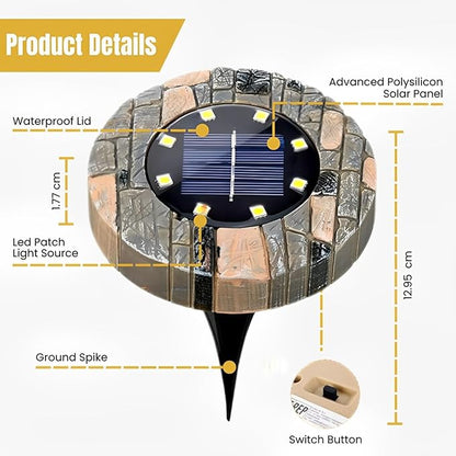 Solar Ground Lights Outdoor Decor - Waterproof LED Outdoor Solar Lights for Yard, Patio, Garden, Pathway, Stair, Deck - Landscape Lighting for Garden Decor - Outside Lightings (4 Pack, Warm White)