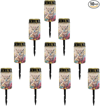 Owl Floral Outdoor Solar Pathway Lights,Warm White LED Lantern Garden Lights Solar Powered Walkway Lights Waterproof Landscape Decoration Lighting for Yard Patio Driveway Table