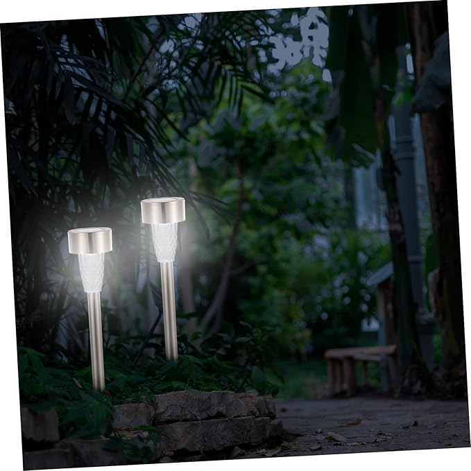 POPETPOP 12pcs Solar Garden Lights Outdoor Stake Lights Easy Install Decorative Pathway for Patio Walkway
