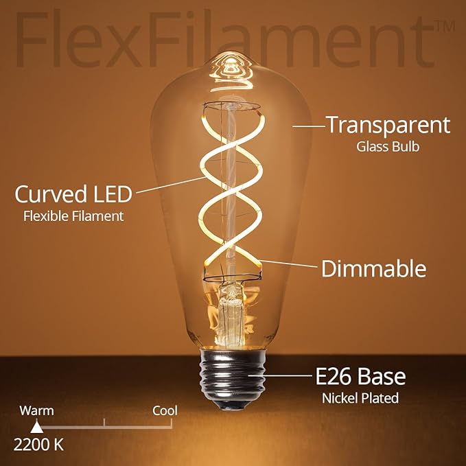 Wintergreen Lighting 30' FlexFilament LED ST64 Edison Bulb String Lights, Suspended - Outdoor Security Flood Light | Lumora