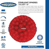 Novelty Lights 10in 150 Light Starlight Sphere, Red, Extra Large Ornament Ball - Outdoor Security Flood Light | Lumora