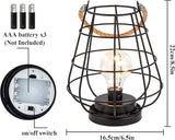 JHY DESIGN Set of 2 Cage Bulb Lantern Decorative Table Lamps 8.5" H Battery Powered Cordless Lights with Warm White | Lumora